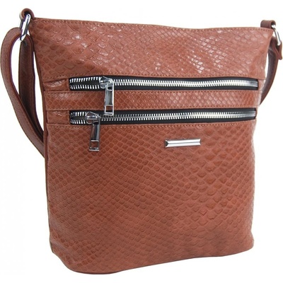New Berry crossbody dámska kabelka v kroko dizajne hnedá