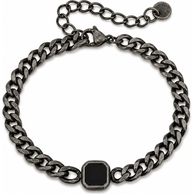 Daniel Dawson Pánský náramek Fabiano Vintage černý onyx, chirurgická ocel NR2388-BR-2662 Vintage
