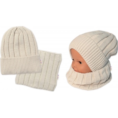 Baby Nellys Zimná čiapka a Nákrčník pudrová