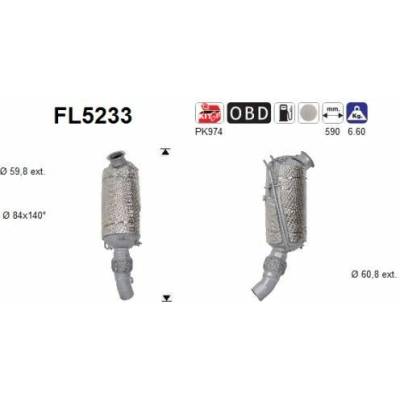 Filter sadzí pevných častíc výfukového systému AS FL5233