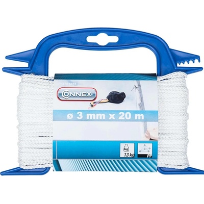CONNEX PP pletené lano 8pramenné, 3 mm × 20 m, bílá, navíječ