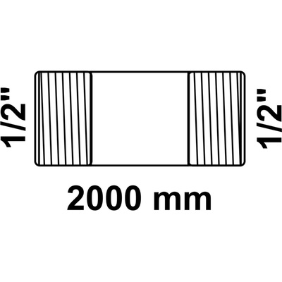 Dvojitá potrubní vsuvka Kirchhoff 21 mm (vnější závit 1/2 ) x 2 000 mm pozinkovaná