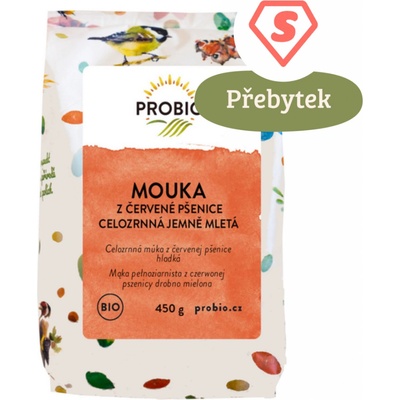 Probio Mouka z červené pšenice celozrnná jemně mletá bio 450 g