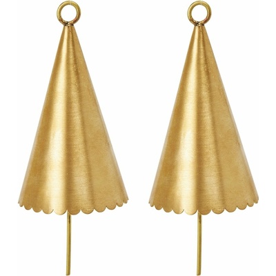 Ferm Living Závesná ozdoba Cone Brass – set 2 ks