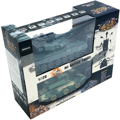 Teddies RC sada tanků 2 ks RTR 33 cm + dobíjecí pack tanková bitva se zvukem modrá a zelená 1:28