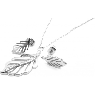 Steel Jewelry set náhrdelník a náušnice lístky z chirurgické oceli SET180230 – Hledejceny.cz