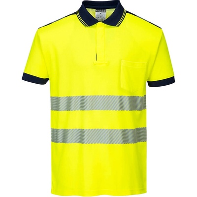 Portwest T180 PW3 Hi-Vis Polo-tričko S Žltá/Námornícka modrá