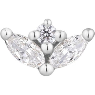 Buddha jewelry Buddha jewelry Bezzávitová koncovka piercingu Pur ze 14 kt zlata 585/1000 se zirkony Bílé zlato