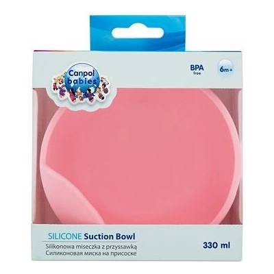 Canpol babies Silicone Suction Bowl Pink silikonová miska s přísavkou 330 ml