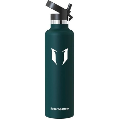 Super Sparrow izolovaná láhev na vodu s brčkem1 l zelená