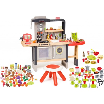 Smoby Chef Corner Restaurant set restaurace s elektronickou kuchyňkou s potravinami 75 ks a vaflovač s nádobím 70 ks