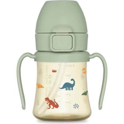 Grosmimi Ppsu tréningový pohárik so slamkou Dino Khaki 200 ml