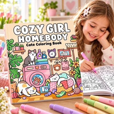 Antistresová omaľovánka COZY GIRL HOMEBODY ROZTOMILÉ OMAĽOVÁNKY PRE DOSPELÝCH NA RELAX 20 CM
