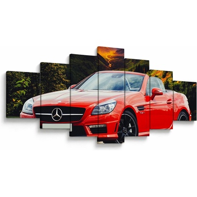 Obraz - červený Mercedes, sedemdielne 210x100 cm