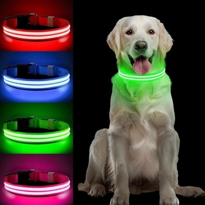 PcEoTllar LED obojek pro psy dobíjecí LED obojek pro psy se 3 světelnými režimy nastavitelný