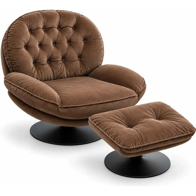 Luxuryform Design Otočné Luna s Podnožkou Hnedé