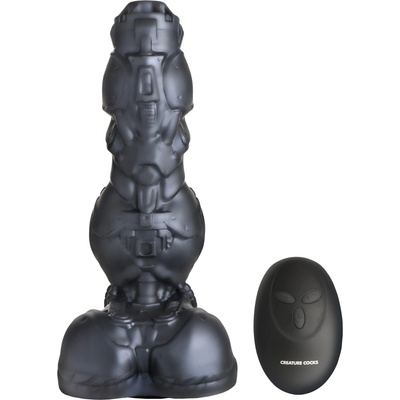 Creature Cocks Cyborg Cock Thrusting & Vibrating Silicone Dildo Dark Silver