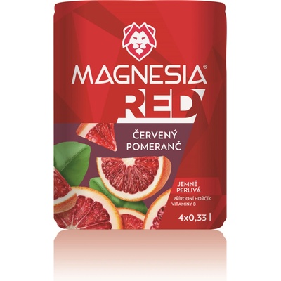 Magnesia Red ochucená minerální voda Červený pomeranč 4 x 0,33 l