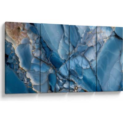 Obraz - Modrý členitý mramor, štvordielne 160x80 cm
