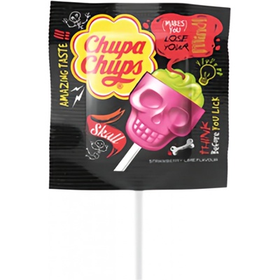 Chupa Chups 3D lízátko Skull Jahoda Limeta 15 g