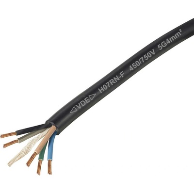 Tru Components TC-11594956 gumový kábel H07RN-F 5 x 4 mm² čierna 1m