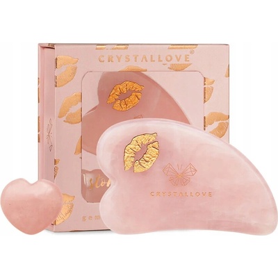 CRYSTALLOVE Destička na masáž obličeje gua sha z růženínu SELFLOVE