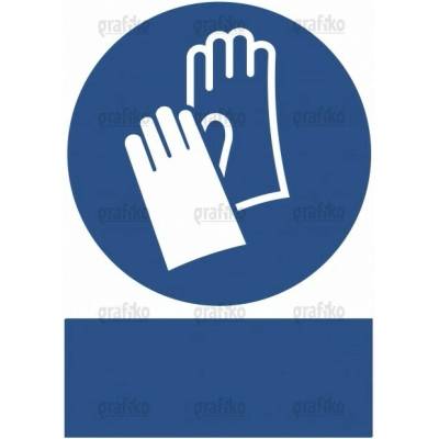 Grafiko | Používej ochranné rukavice - Text obrázku (tabulka s vlastním textem), Materiál Hliník, Rozměr 297x210mm