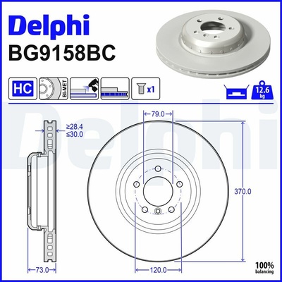 DELPHI Brzdový kotúč BG9158BC