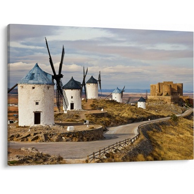 Obraz - Veterné mlyny Consuegra, Španielsko, jednodielne 100x70 cm
