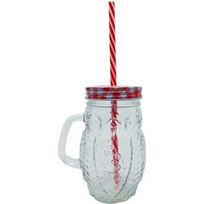 Allen Sklenice s víčkem a brčkem Sova červená 400 ml