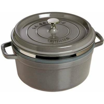 Staub Litinový hrnec s poklicí a napařovací vložkou Cocotte, grafitově šedá, 26 cm 1004358