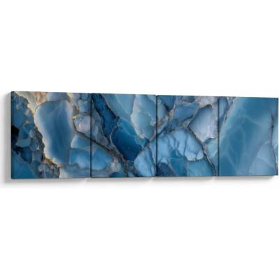 Obraz - Modrý členitý mramor, Čtyřdílný 160x40 cm