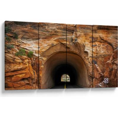 Obraz - tunel ve skále, Čtyřdílný 160x80 cm