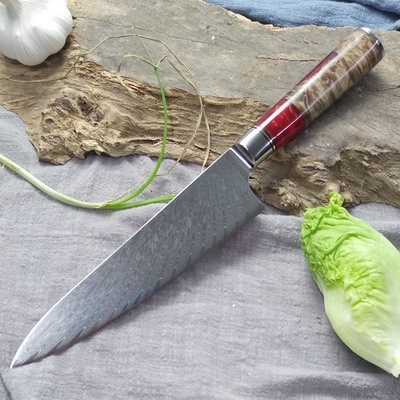 IZMAEL Damaškový kuchynský nôž Hakusan Chef/Červená 19 cm