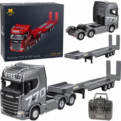 mamido Kamion Scania 770S Huina 1501 s návěsem Huina 1502 RTR 1:18 stříbrný