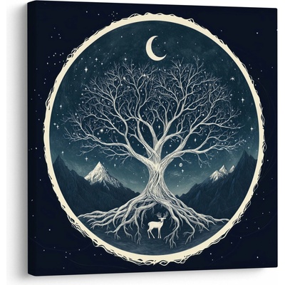 Obraz – Magický strom s jeleňom II., jednodielne 50x50 cm
