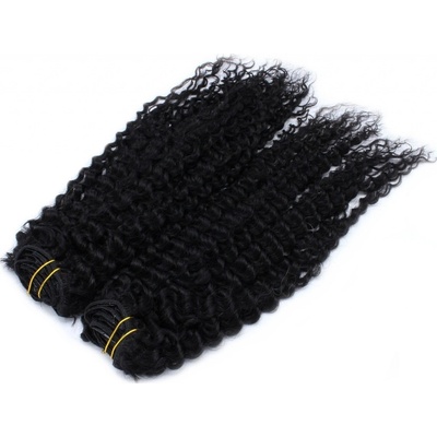 Kudrnatý clip in maxi set 53cm pravé lidské vlasy REMY ČERNÁ