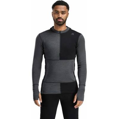 Aclima WarmWool Hoodsweater w/zip Jet Black Marengo