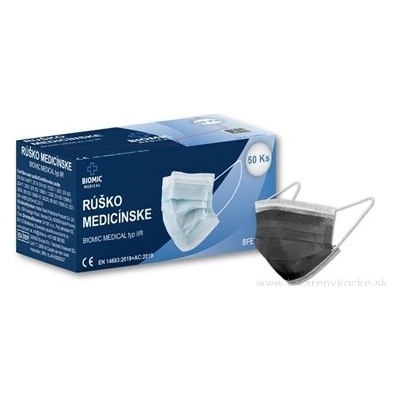 Biomic Medicínská rouška typ IIR černá 50 ks