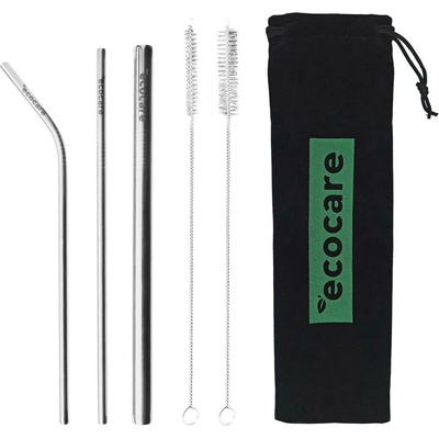 Ecocare ekologická kovová brčka set Silver II.