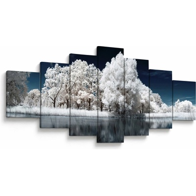 Obraz - Snehobiele stromy, sedemdielne 210x100 cm