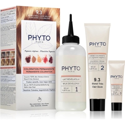 Phyto Phytocolor phyto na vlasy 9.3 velmi světlá zlatá blond, 50 ml + 50 ml + 12 ml /1 bal.