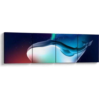 Obraz - Vesmírná velryba, Čtyřdílný 160x40 cm