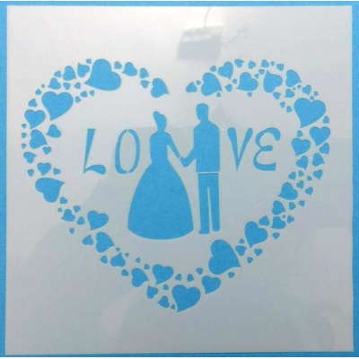 Plastová šablona mix 13x13cm - Love srdce