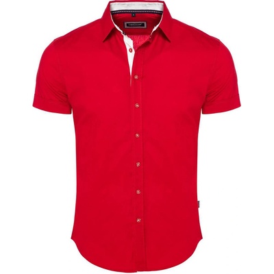 Carisma pánská košile krátký rukáv slim fit 9102 červená