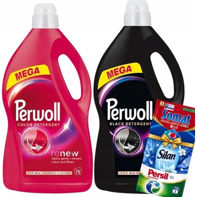 Perwoll Renew Black Color tekutý prací prostředek na černé a barevné prádlo 2 x 3,75 l +