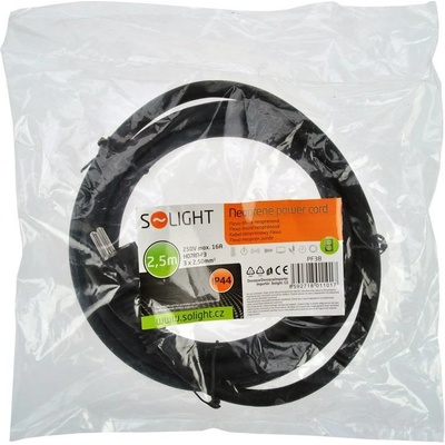 Solight flexo šňůra, 2.5m, 3 x 2.5mm2, gumová H07RN-F3, černá