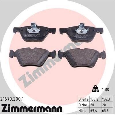ZIMMERMANN Sada brzdových platničiek kotúčovej brzdy 216702001