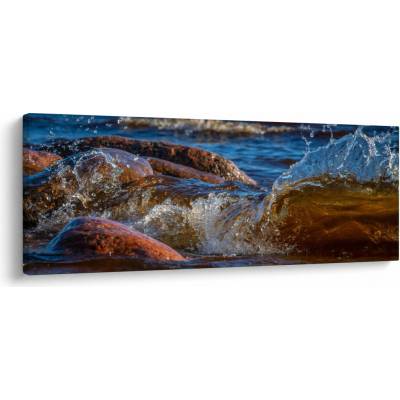 Detailní obraz - voda mezi kameny, jednodílný 145x58 cm