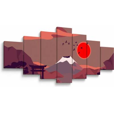 Obraz - Hory Fudži, sedmidílný 210x100 cm